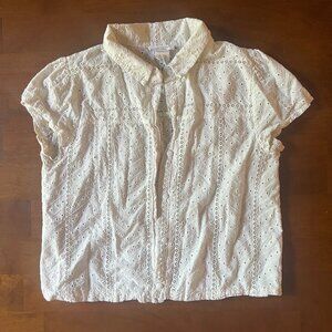 Kirious Los Angeles Eyelet Button Down Top with Collar